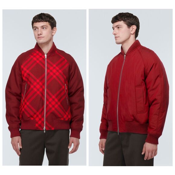 NWT Burberry Ripple IP Reversible Bomber Jacket Size S Red Check Print $2,890 - Picture 1 of 16